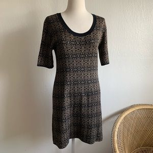 Peruvian connection soft black tan midi dress